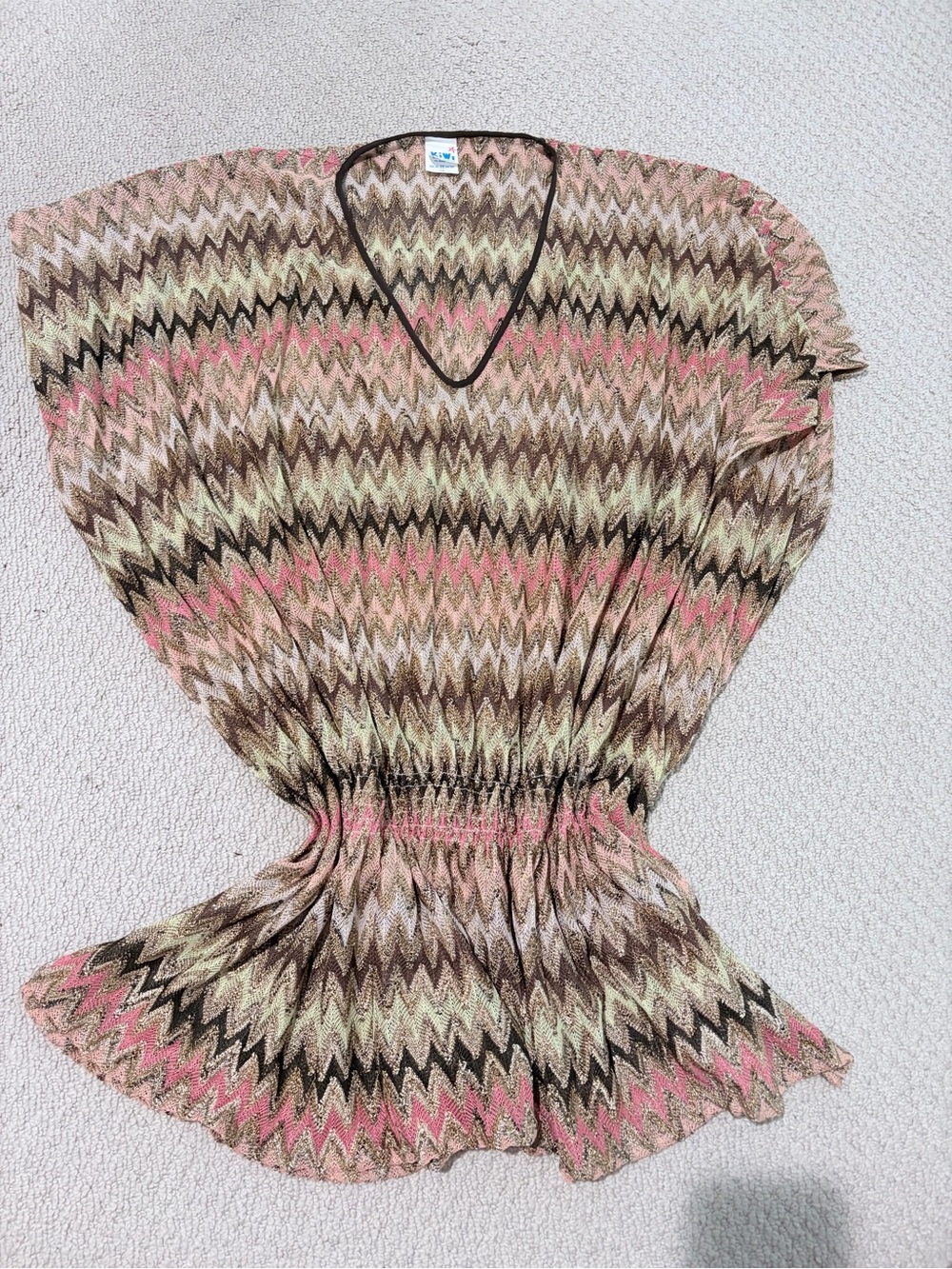 KIWI Saint-Tropez Metallic Chevron Knit Cover-Up Tunic One Size